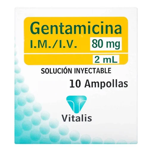 GENTAMICINA 80mg/2ml (solucion inyectable caja x 10 amp vitalis)