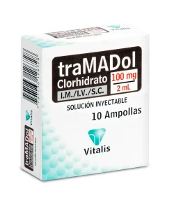 tramadol 100mg/2ml (vía im ó iv  caja x 10 viales)