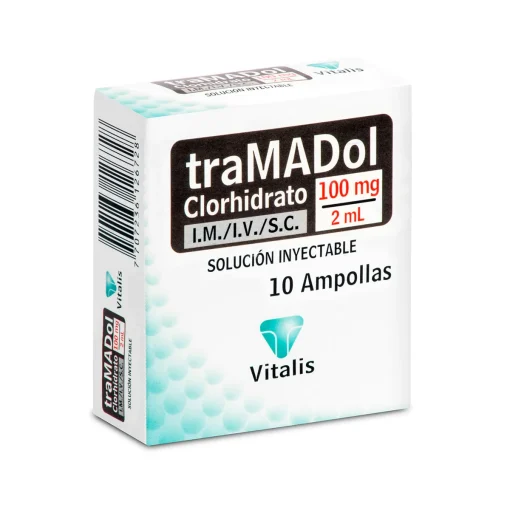 tramadol 100mg/2ml (vía im ó iv  caja x 10 viales)