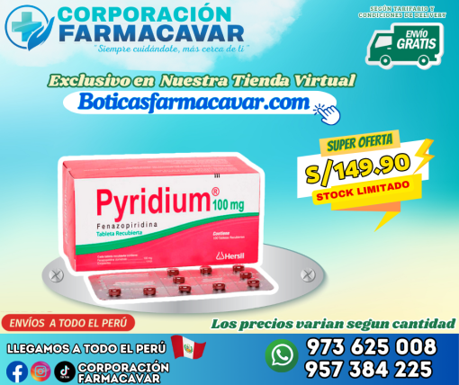 Pyridium100 mg caja x 100 tabletas - Imagen 2
