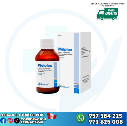 WELPLEX  (100MG+100MG) 5ML DEXTROMETORFANO BROMHIDRATO- GUAIFENESINA 120ML