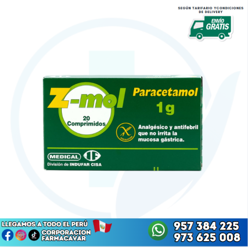 Z-MOL (PARACETAMOL 1G) X 20 COMPRIMIDOS - 03/2025
