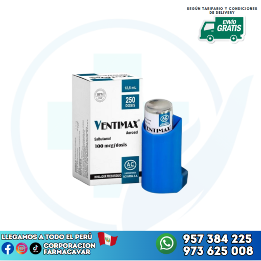 VENTIMAX 12,5ML SALBUTAMOL AEROSOL (250 DOSIS)