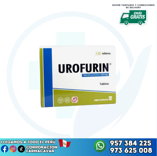 UROFURIN 100MG (NITROFURANTOINA) X 120 TABLETAS IQFARMA