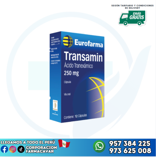 TRANSAMIN (ACIDO TRANEXAMICO) 250MG X 12 CAPSULAS EUROFARMA