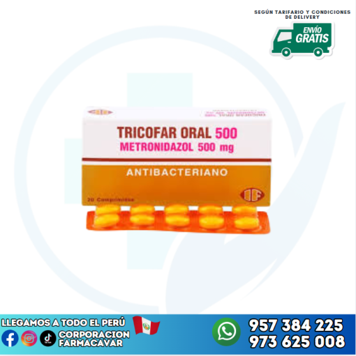 TRICOFAR ORAL 500 (METRONIDAZOL 500MG) X 20 TAB REC.