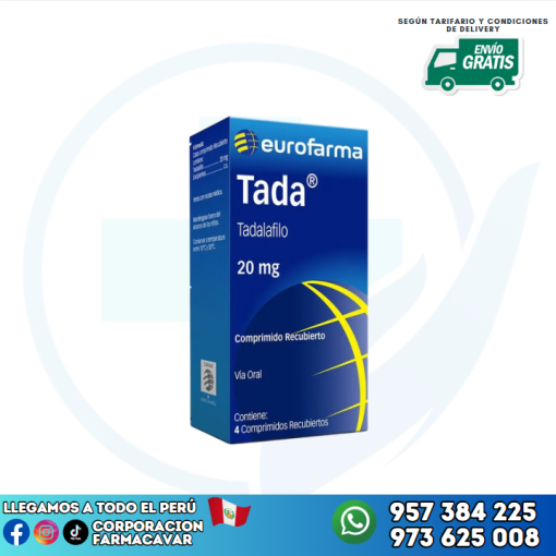 TADALAFILO 20MG X 4 TAB REC EUROFARMA