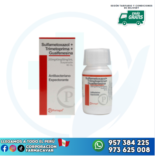 SULFAMETOXAZOL+TRIMETOPRIMA+GUAIFENESINA 220mg/40mg/50mg x 60ML PORTUGAL